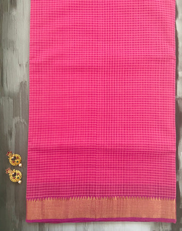 Mangalgiri Handwoven Cotton Saree | Pink | Ships from California